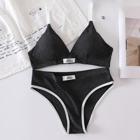 Cotton Bralette With T-Panty Set