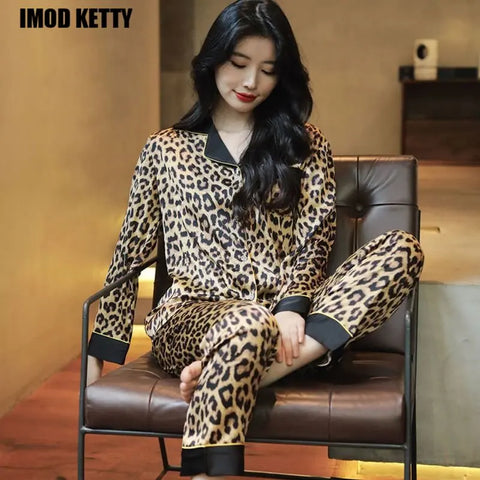 Leopard Print Shamooz Silk Loungewear Set