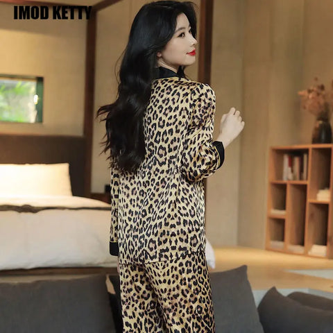 Leopard Print Shamooz Silk Loungewear Set