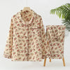 Floral Printed 2Pcs Turn Down Collar Nightwear