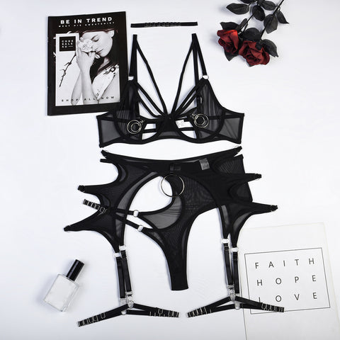 Sensual 7-Pieces Erotic Cut Out Garter Nighty