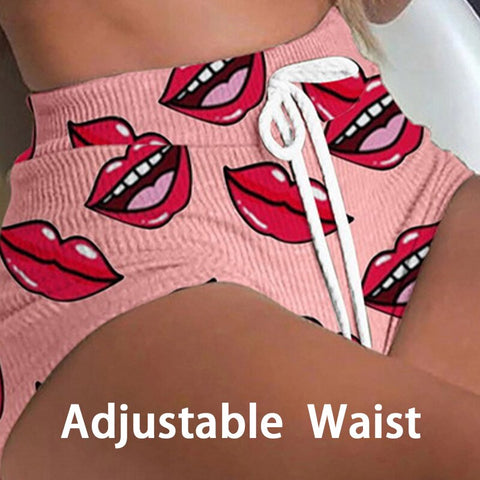 2pcs Summer Short Sexy Casual Lips Print Sleepwear