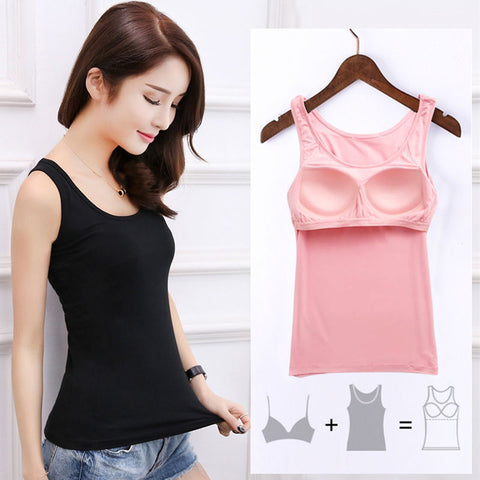 Quick Dry Wanita Tank Top Sports Tank Top with Built In Bra