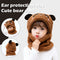 Kids Winter Plus Beanie Hat with Neck Warmer Leece Cartoon Bear