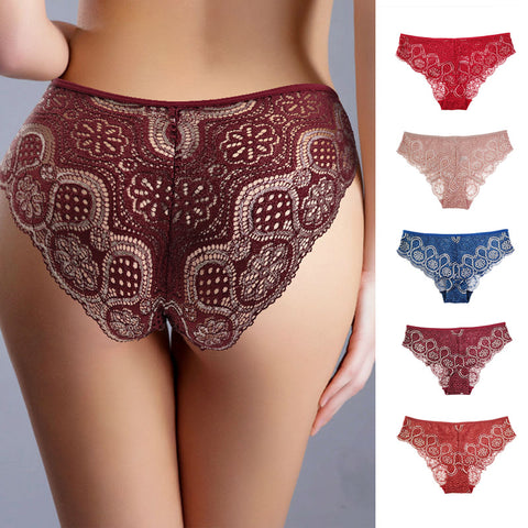 Floral Bottom Weave Underwear for Women