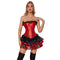 Red Corset Lace Up Overbust Corset with Pleated Skirt