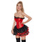 Red Corset Lace Up Overbust Corset with Pleated Skirt