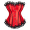 Red Corset Lace Up Overbust Corset with Pleated Skirt