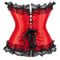 Red Corset Lace Up Overbust Corset with Pleated Skirt