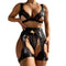 Solid Lace Eyelash Hollow Wireless Striptease Outfits 3Pcs