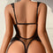 Splicing Mesh See-Through Backless One-Piece Nighty