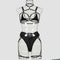 Hollow Complex Straps Three-Piece Hanging Neck Erotic Lingerie Set