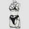 Hollow Complex Straps Three-Piece Hanging Neck Erotic Lingerie Set