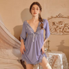 Ice Silk High Fashion Pure Desire V Neck Comfortable Soft Rayon Material Nightgown