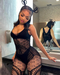 Women's Hollow Out See-Through Midnight Body Stocking