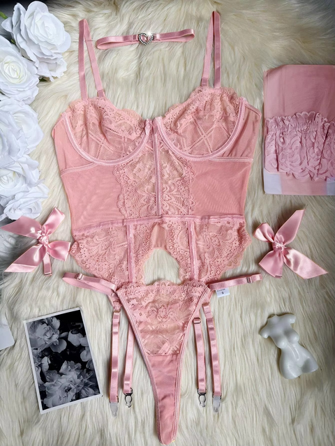 Garter Lingerie Lace Women Intimate Underwear & Bra Set