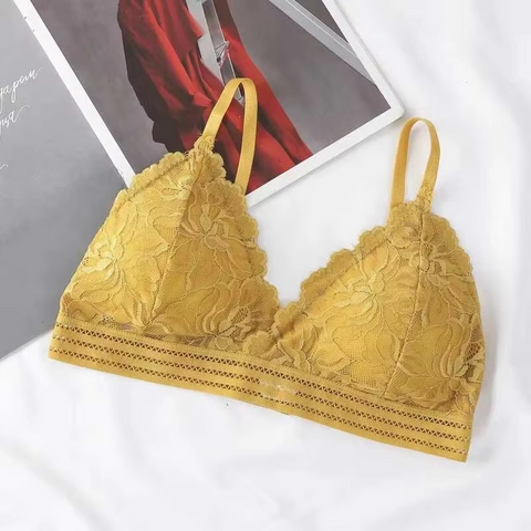 Lace Strap Wireless Bra With Thin Cups and Detachable Pads