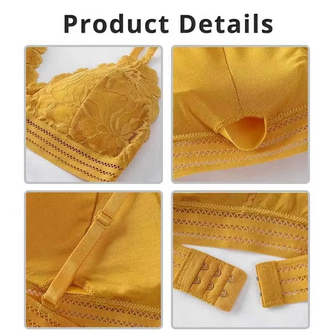 Lace Strap Wireless Bra With Thin Cups and Detachable Pads