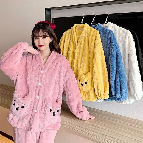 Korean-Inspired Flannel Sleepwear – 2PC Set