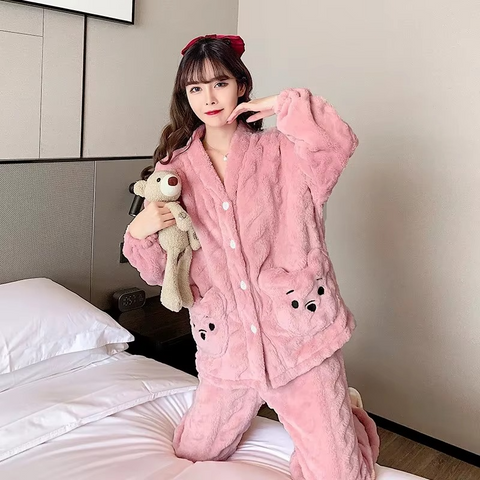 Korean-Inspired Flannel Sleepwear – 2PC Set