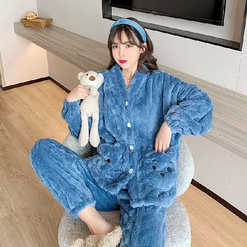 Korean-Inspired Flannel Sleepwear – 2PC Set