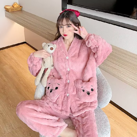 Korean-Inspired Flannel Sleepwear – 2PC Set