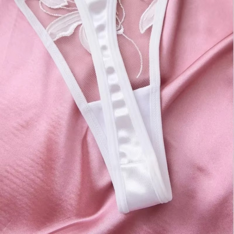 Tornova Sexy Women's Lace Sheer Embroidered Bra and Panty Set