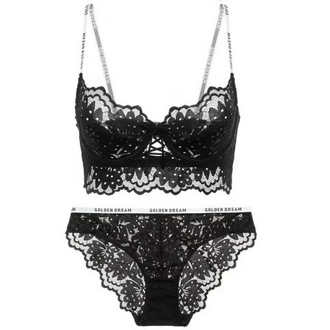 Dression Store Sexy Lace Bra and Ruched Panty Set