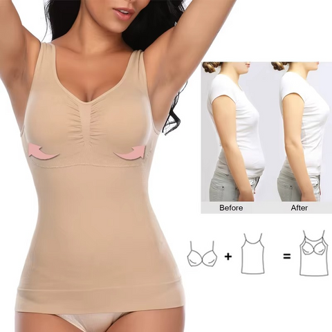 Slimming Tank Top with Removable Padded Bra For Upper Body Shaping