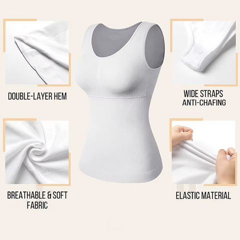 Slimming Tank Top with Removable Padded Bra For Upper Body Shaping