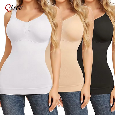 Pack of 3 Slimming Tank Top with Removable Padded Bra For Upper Body Shaping