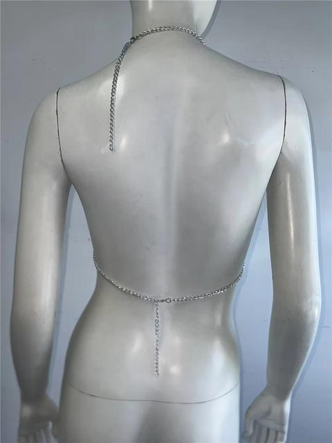 Sexy Rhinestone Biscuit Halter Crop Top Bra