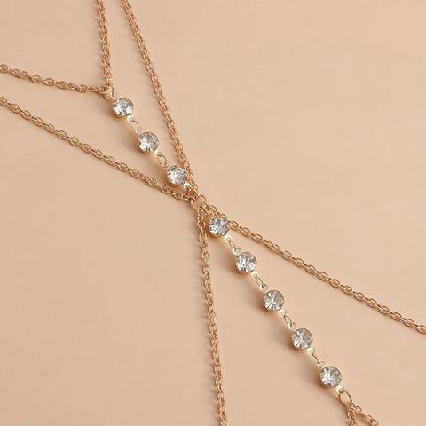26‑Inch Rhinestone Criss‑Cross Body Chain Bra