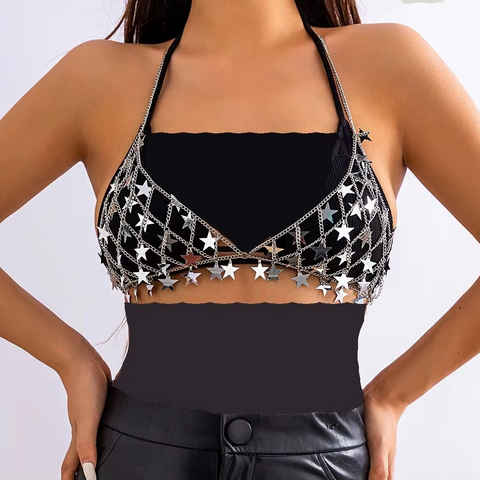 Silver Star Charm Halter Body Chain