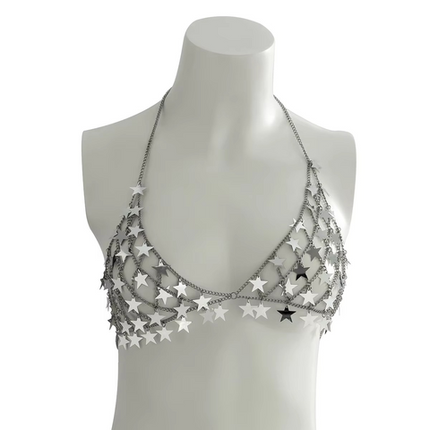 Silver Star Charm Halter Body Chain