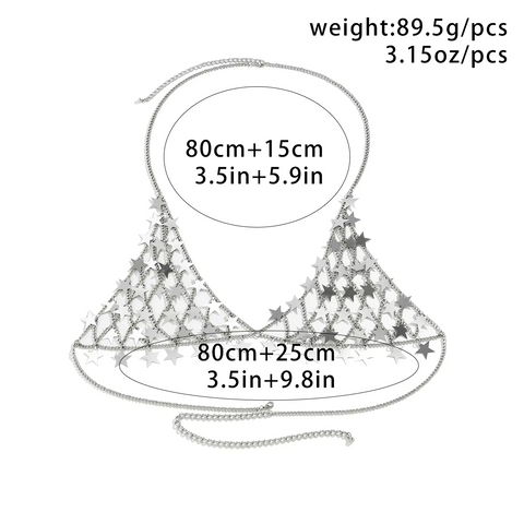 Silver Star Charm Halter Body Chain