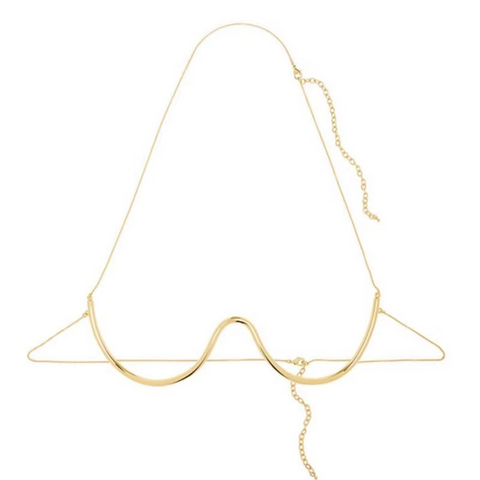Gold Round Charm Chain Bra