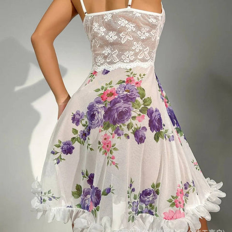 Lace Blossom Sheer Nighty for Wedding
