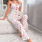 Women's 2 Pcs Printed Strap Top and Pajama Set