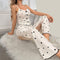 Women's 2 Pcs Printed Strap Top and Pajama Set