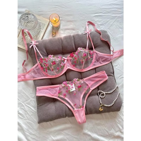 Luxury Ruched Bunny Ear Bra and Panty Set