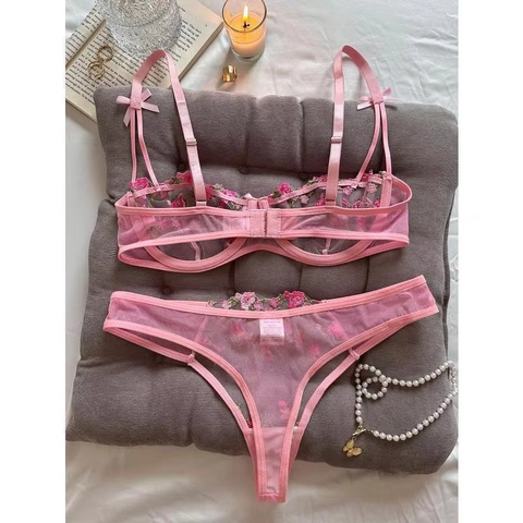 Luxury Ruched Bunny Ear Bra and Panty Set