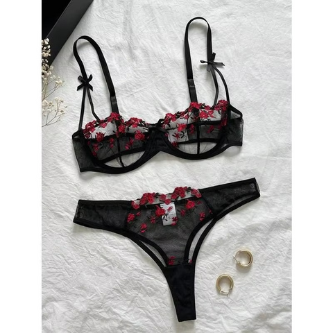 Luxury Ruched Bunny Ear Bra and Panty Set
