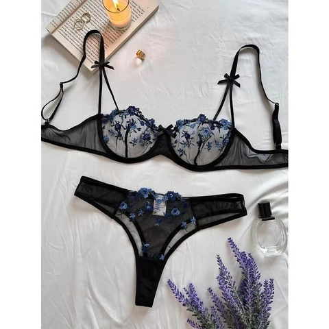 Luxury Ruched Bunny Ear Bra and Panty Set