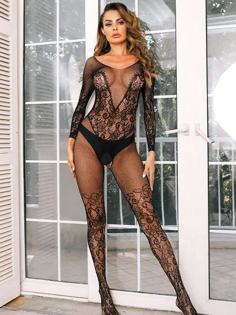 Plus Size Sheer Fishnet Camisole Body Stocking for Women