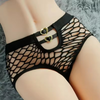Openwork Mesh Fishnet Heart Metal Buckle Low Waist Underwear