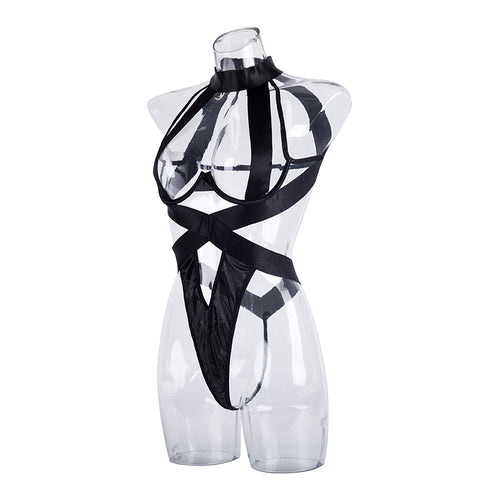 Crimson Desire Hollow Out Strappy Bodysuit for Woman