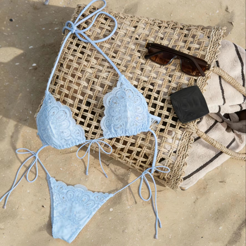 2 Pcs Lace Bikini Set with Thong