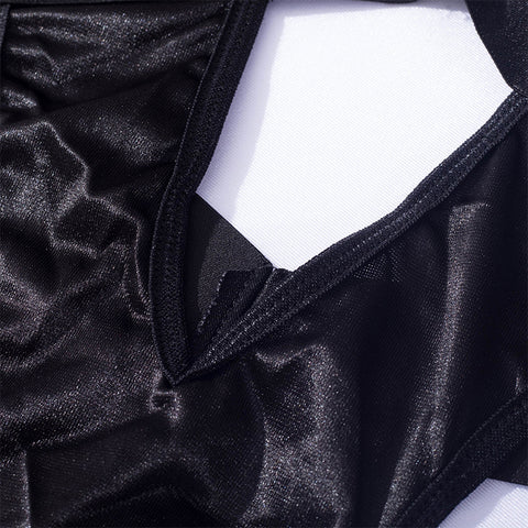 Crimson Desire Hollow Out Strappy Bodysuit for Woman