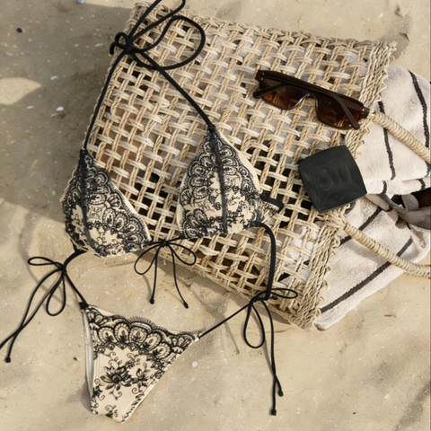2 Pcs Lace Bikini Set with Thong